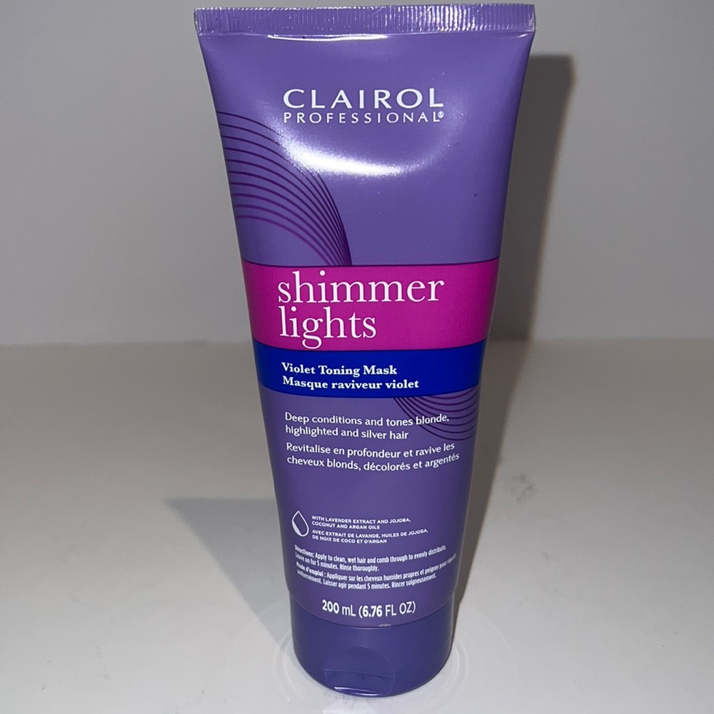 Clairol, professional, shimmer lights, violet, toning, mask